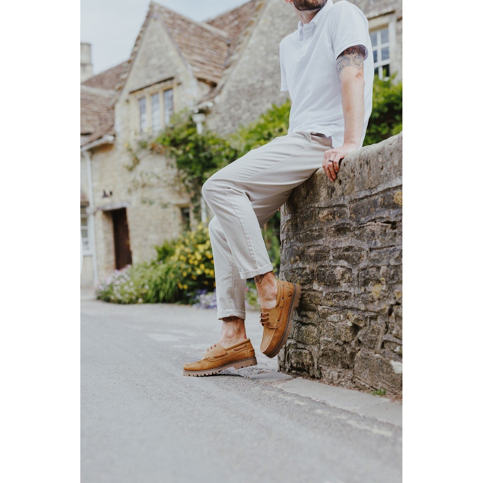 Cotswold Inglecote Chaussures Bateau Pour Homme En Cuir Couleur Chameau