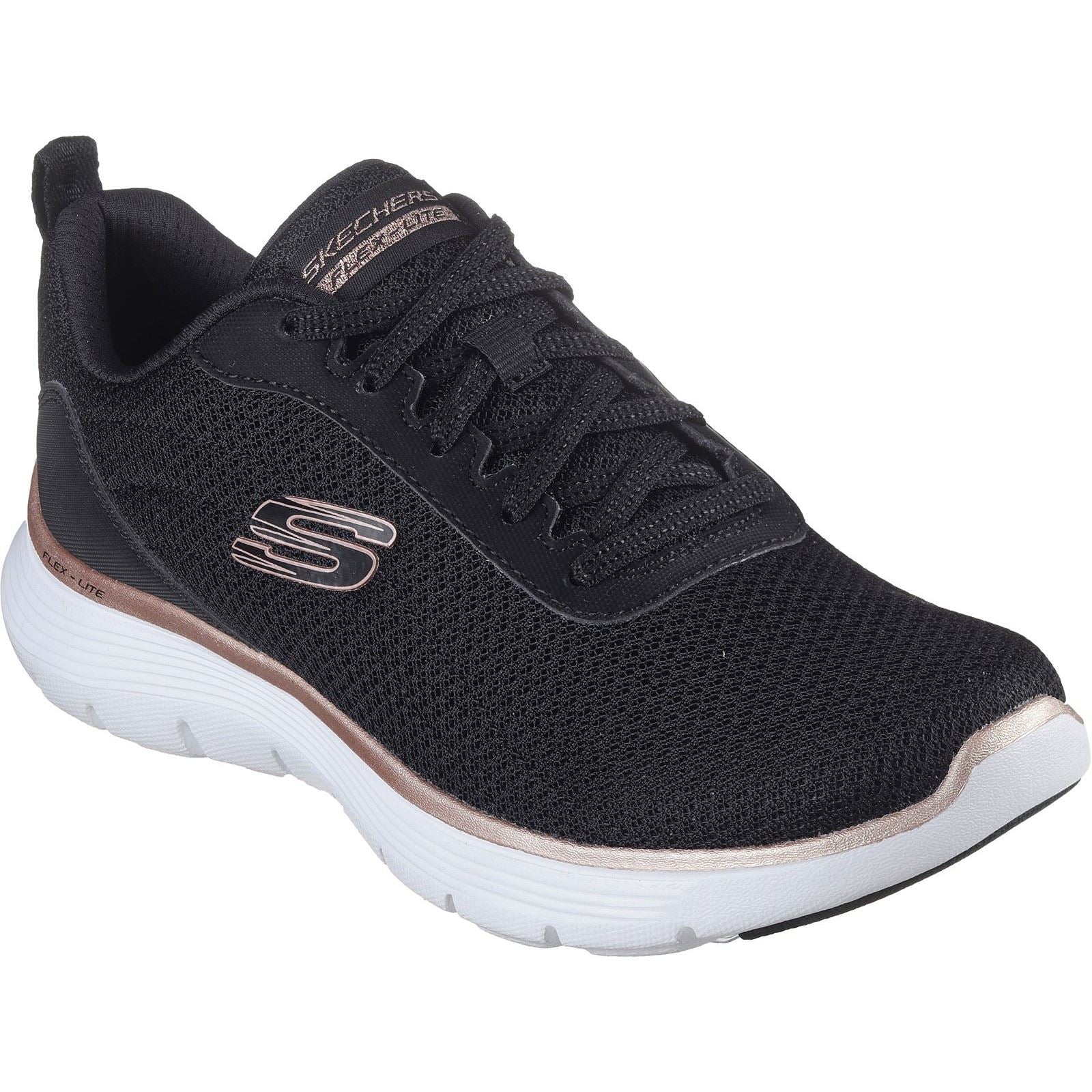 Skechers Flex Appeal 5.0 Uptake Sneakers Pour Femmes En Textile Noir/Or Rose