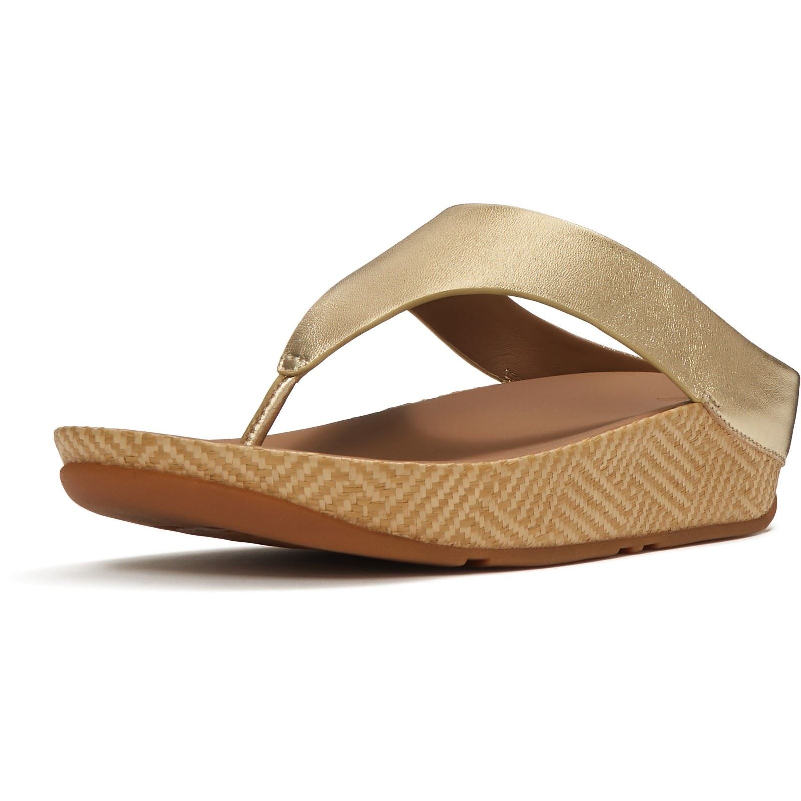 Fitflop Lulu Lux Graphic-Weave Toe-Post Sandales Platino En Cuir Pour Femmes