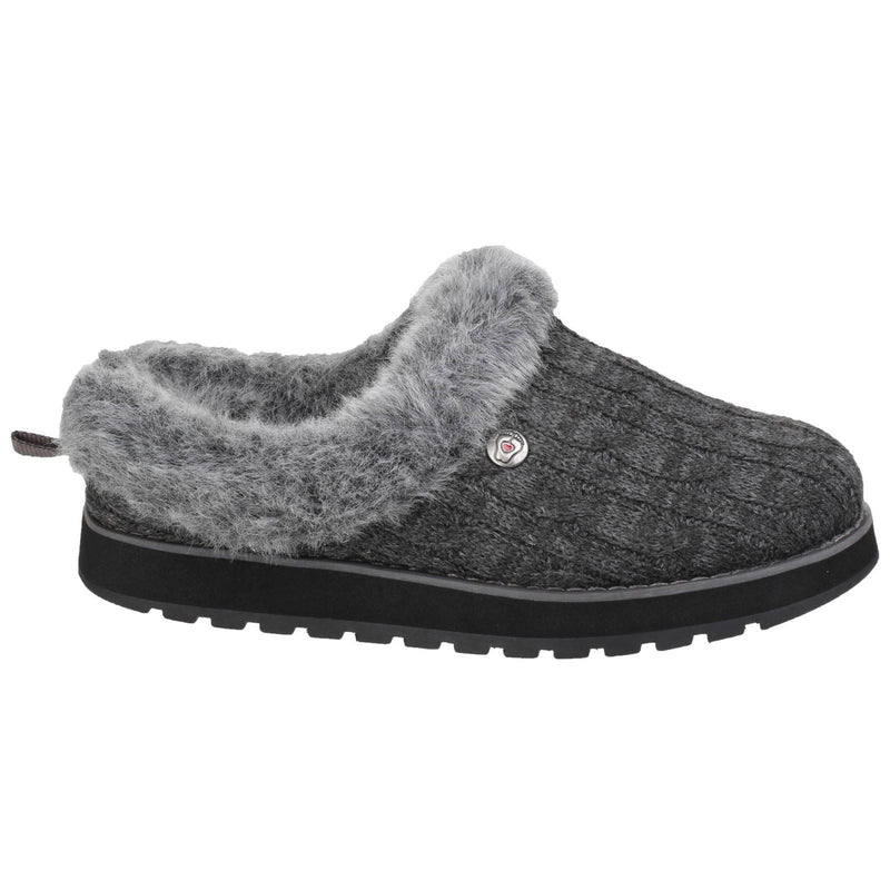 Skechers Keepsakes Ice Angel Chaussons Pour Femmes En Synthétique Gris Anthracite