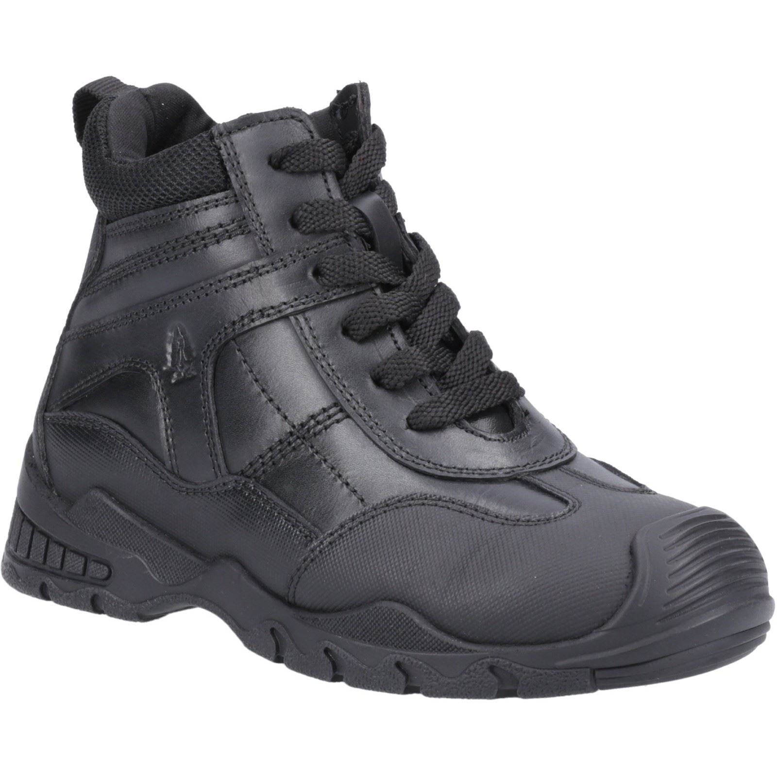 Hush Puppies Titus JNR Bottes Noires En Cuir Pour Garçons