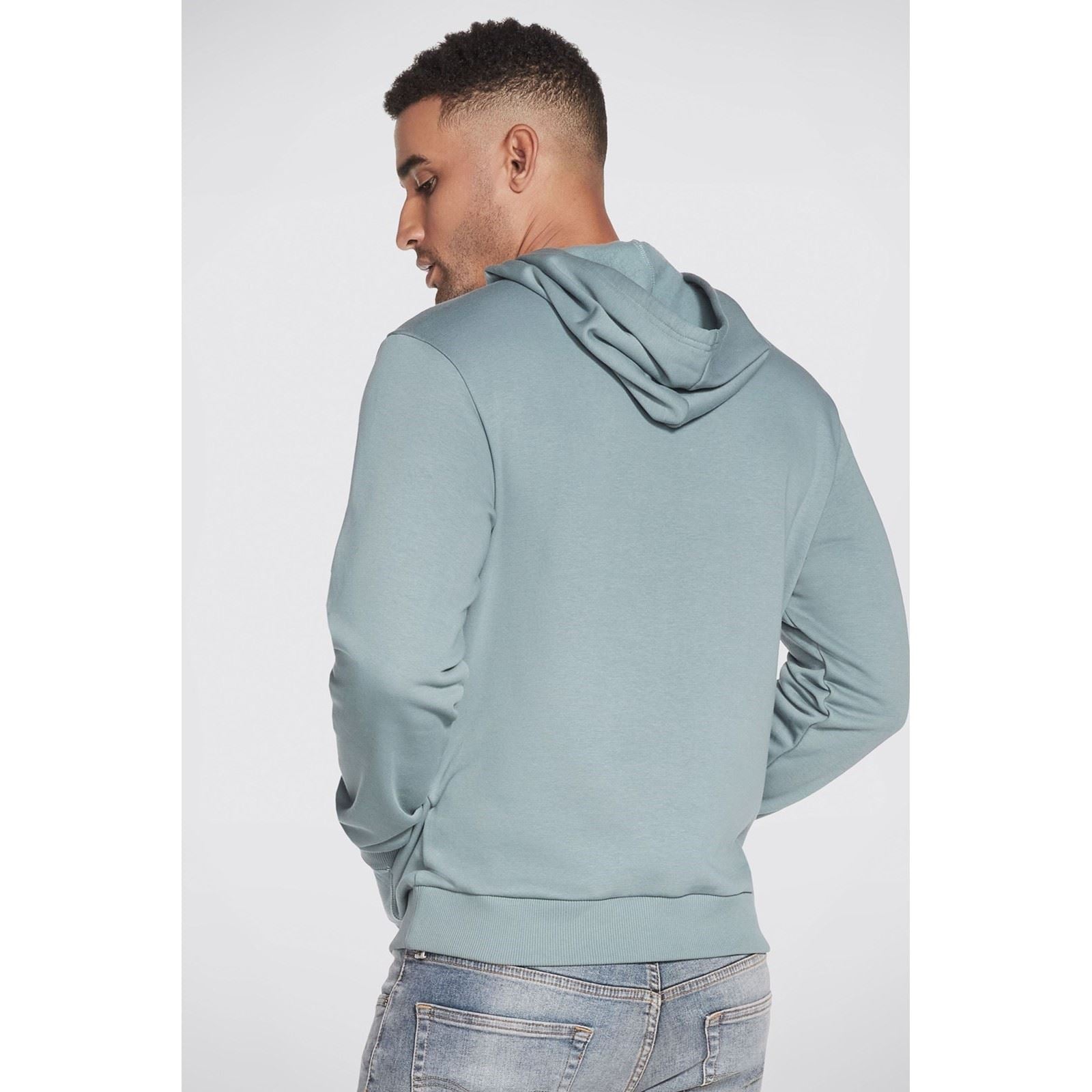 Skechers Performance Heritage Sweat À Capuche Bleu En Coton Pour Homme