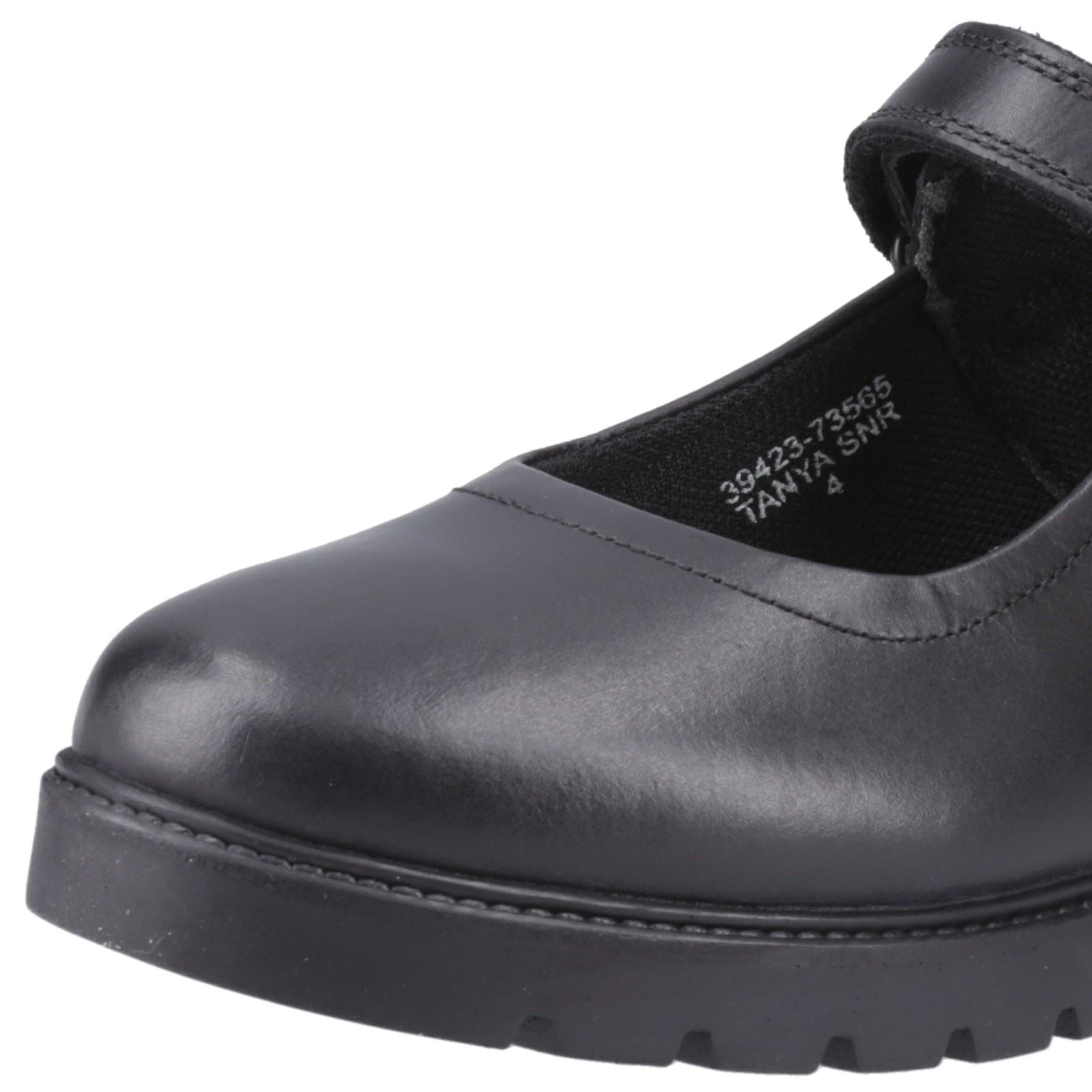 Hush Puppies Tanya Senior Chaussures Noires Pour Filles En Cuir