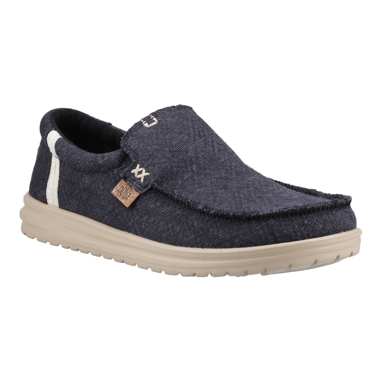 HEYDUDE Mikka Jute Chaussures Mocassins Pour Hommes En Lin Noir/Crème Irlandaise