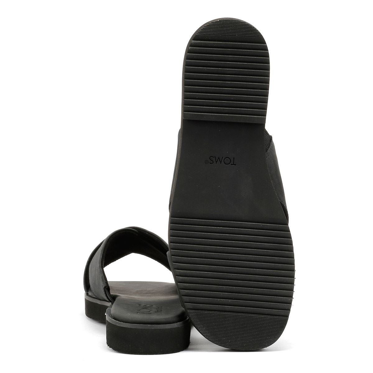 TOMS Mae Crossover Sandales Noires Pour Femmes En Cuir