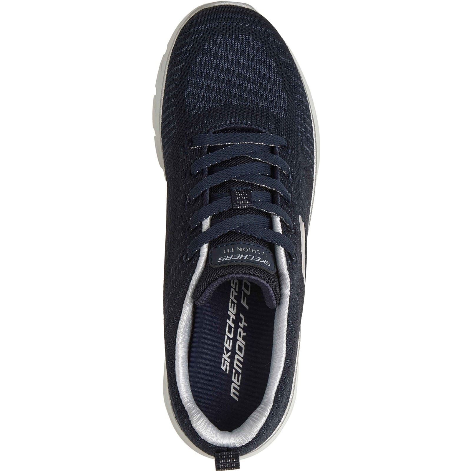 Skechers Fashion Fit 2.0 Baskets En Polyester Pour Femmes Bleu Marine/Argent