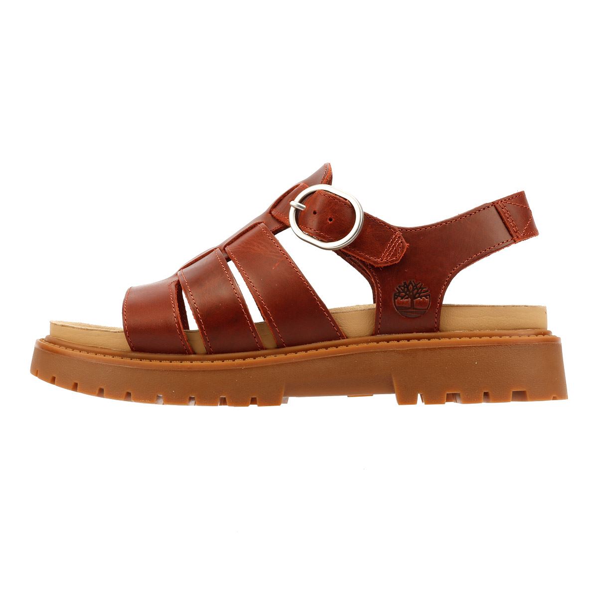 Timberland Clairemont Way Fisherman Sandales Rouges En Cuir Pour Femmes
