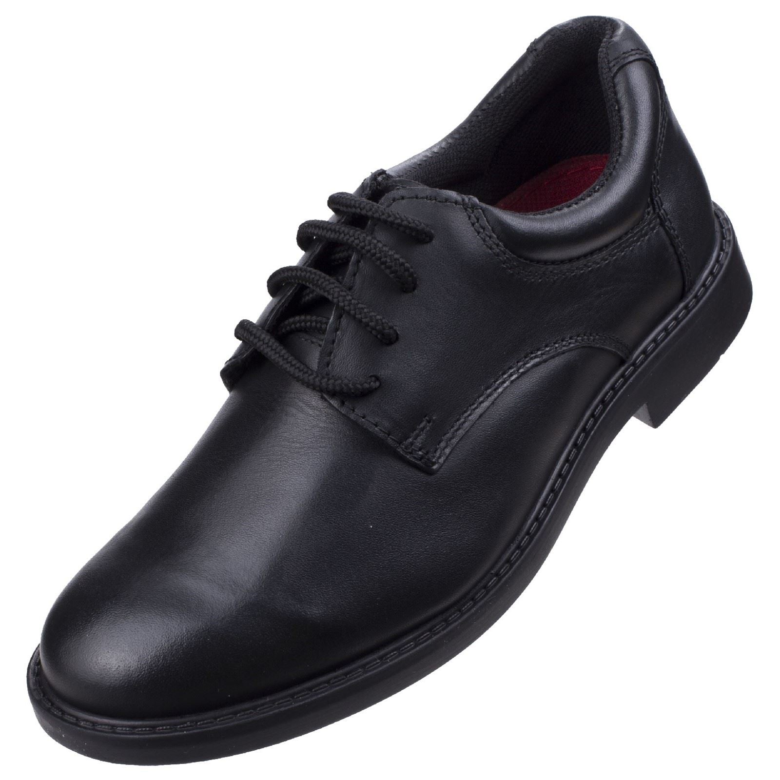 Hush Puppies Tim Senior Chaussures Noires Pour Garçons En Cuir