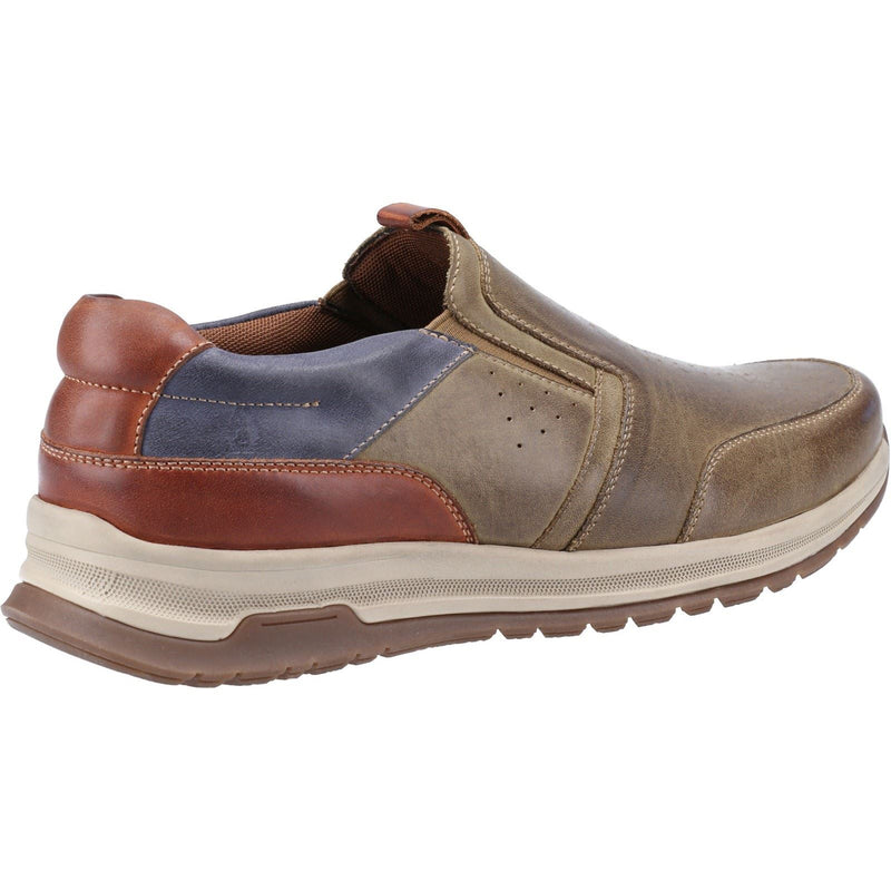 Hush Puppies Cole Mocassins En Cuir Pour Hommes En Mélange De Cuir Kaki/Marine/Beige