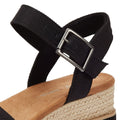 TOMS Diana Canvas Wedge Sandales noires pour femmes