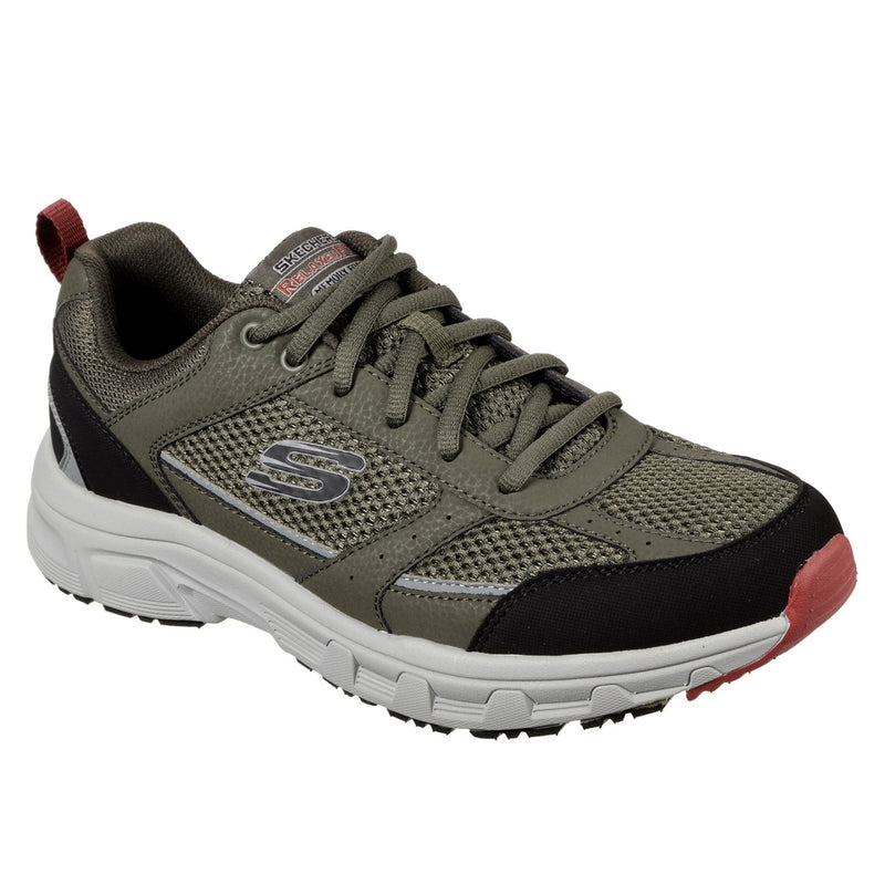 Skechers Oak Canyon Verketta Baskets Pour Hommes En Cuir Olive/Noir