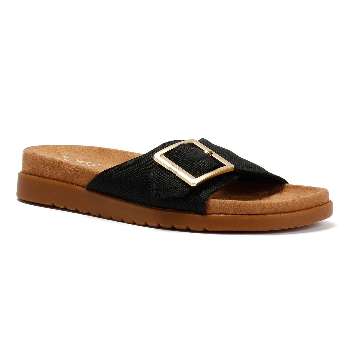 TOMS Marin Slide Sandales Noires En Toile Pour Femmes