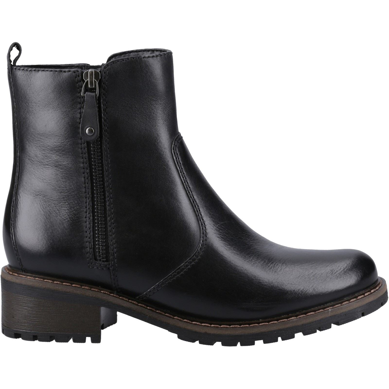 Hush Puppies Pippa Bottes En Cuir Noires Pour Femmes