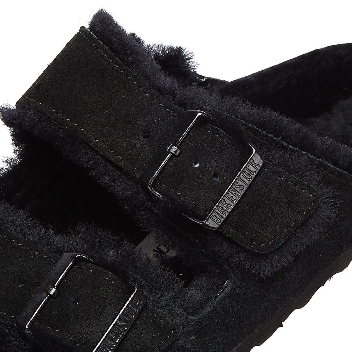 Birkenstock Sandales Noires En Fourrure D'arizona