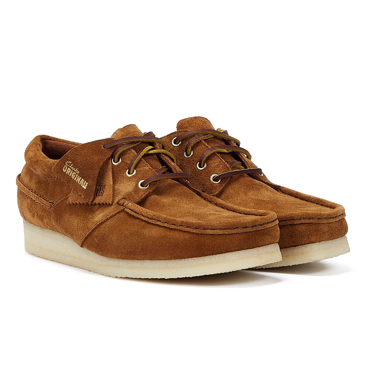 Clarks Originals Chaussures Bateau À Lacets En Daim Pour Hommes Wallabee En Cola