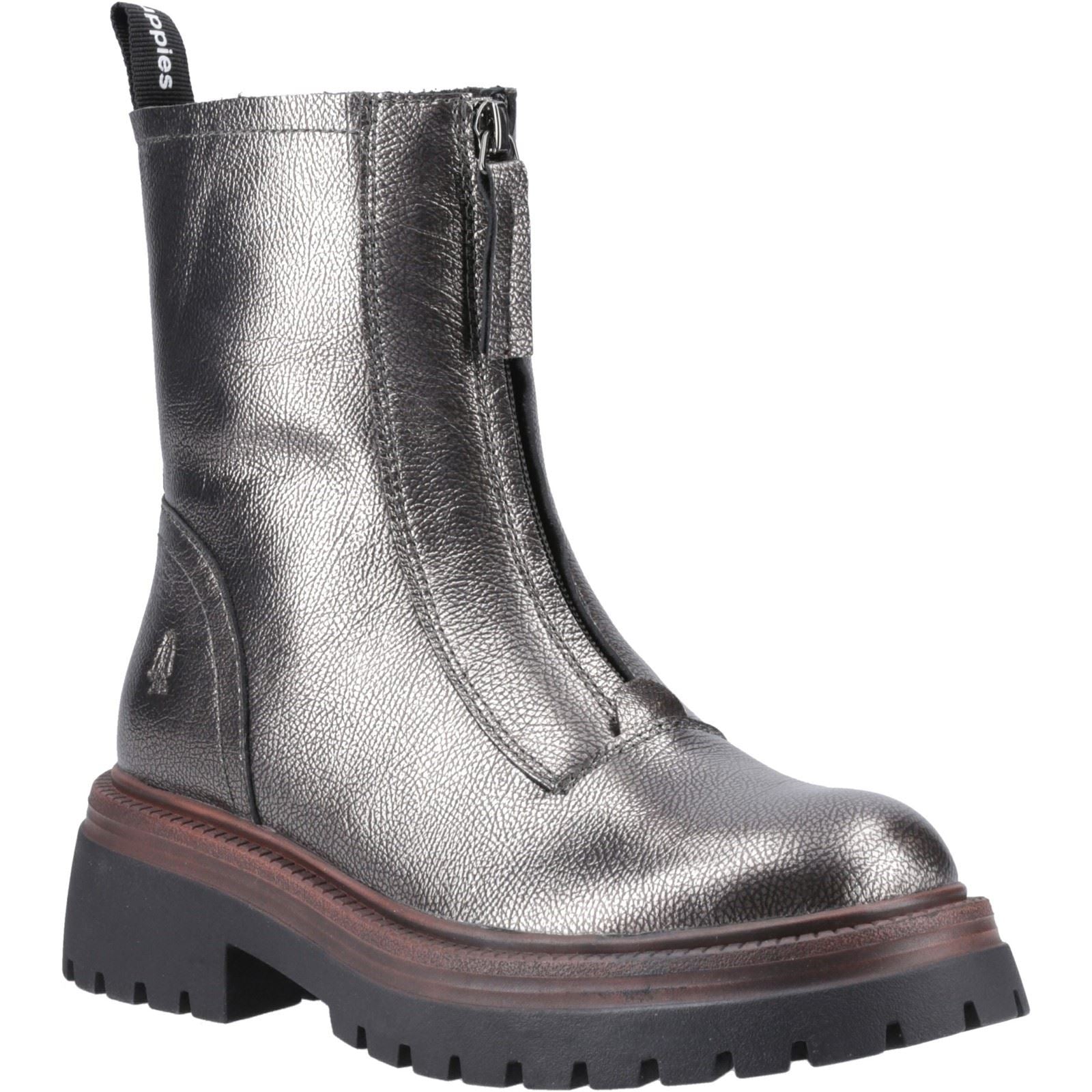 Hush Puppies Roxanna Bottes En Cuir Pour Femmes De Couleur Étain