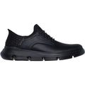 Skechers Garza Gervin Chaussures En Cuir Noir À Lacets Pour Hommes