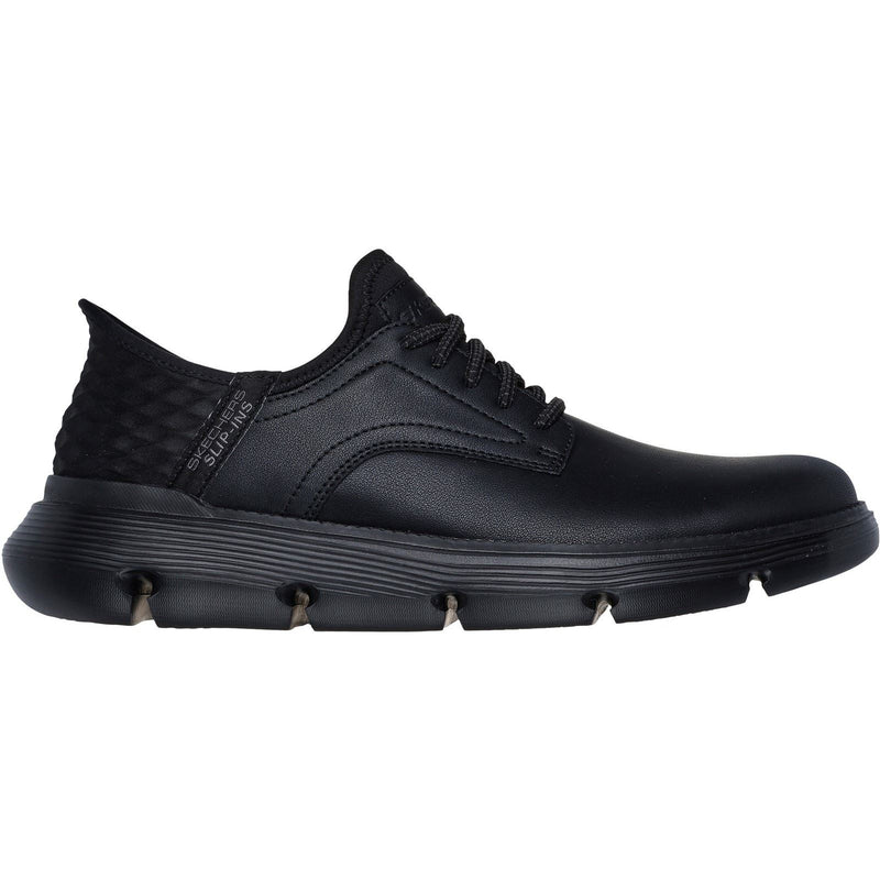 Skechers Garza Gervin Chaussures En Cuir Noir À Lacets Pour Hommes