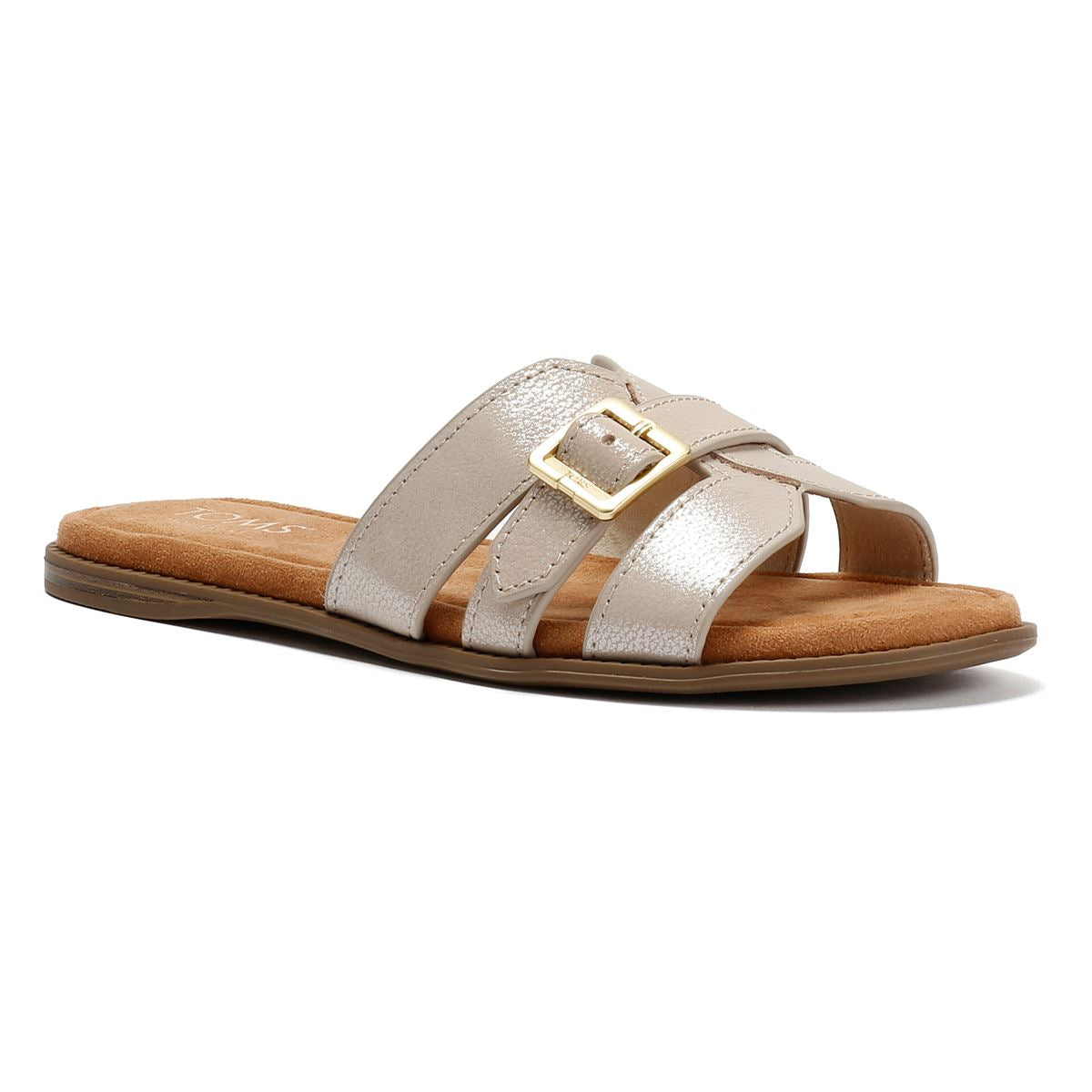 TOMS Sol Mule Sandales Dorées En Cuir Pour Femmes