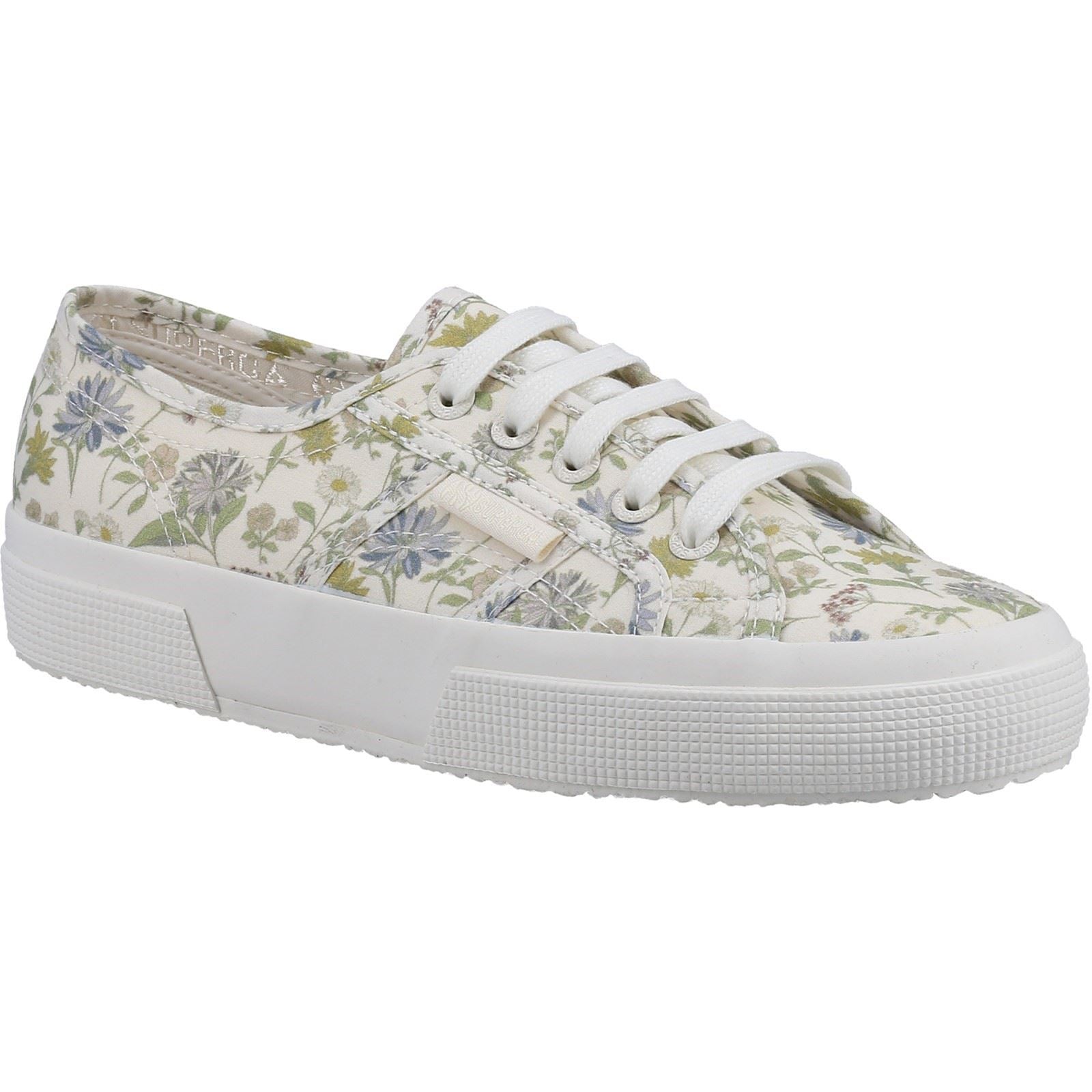 Superga 2750 Floral Print Sneakers Blancs En Coton Pour Femmes À Imprimé Floral