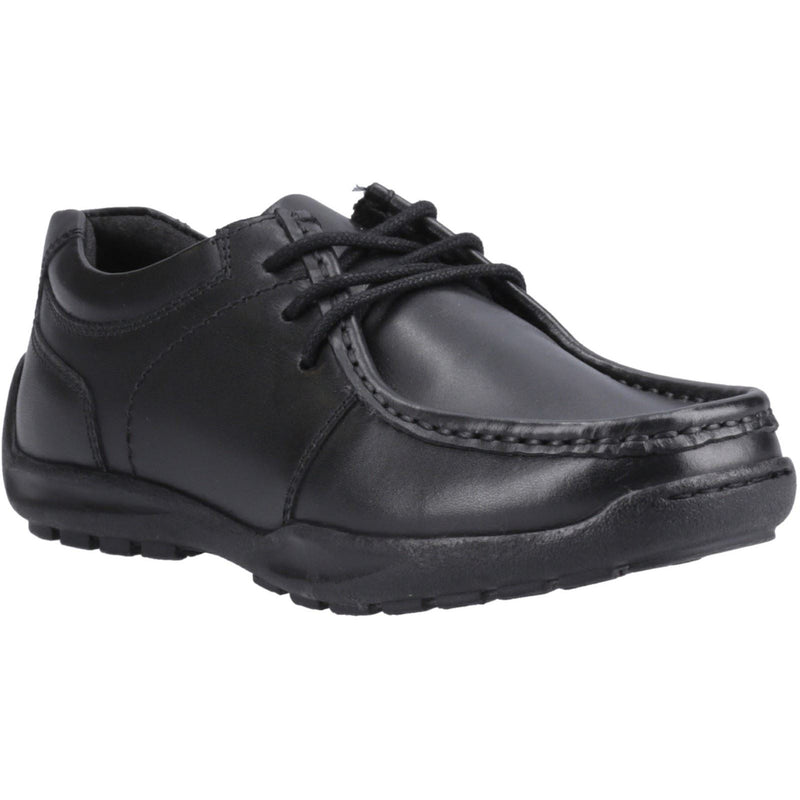 Hush Puppies Mackenzie Chaussures Noires Pour Garçons En Cuir À Lacets
