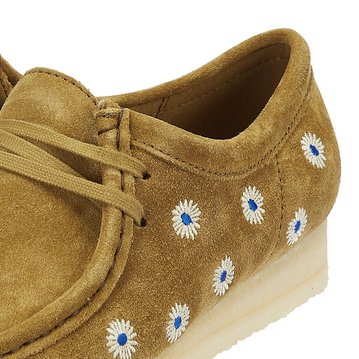 Clarks Originals Wallabee Embroidery Chaussures À Lacets En Daim Olive Foncé Pour Hommes