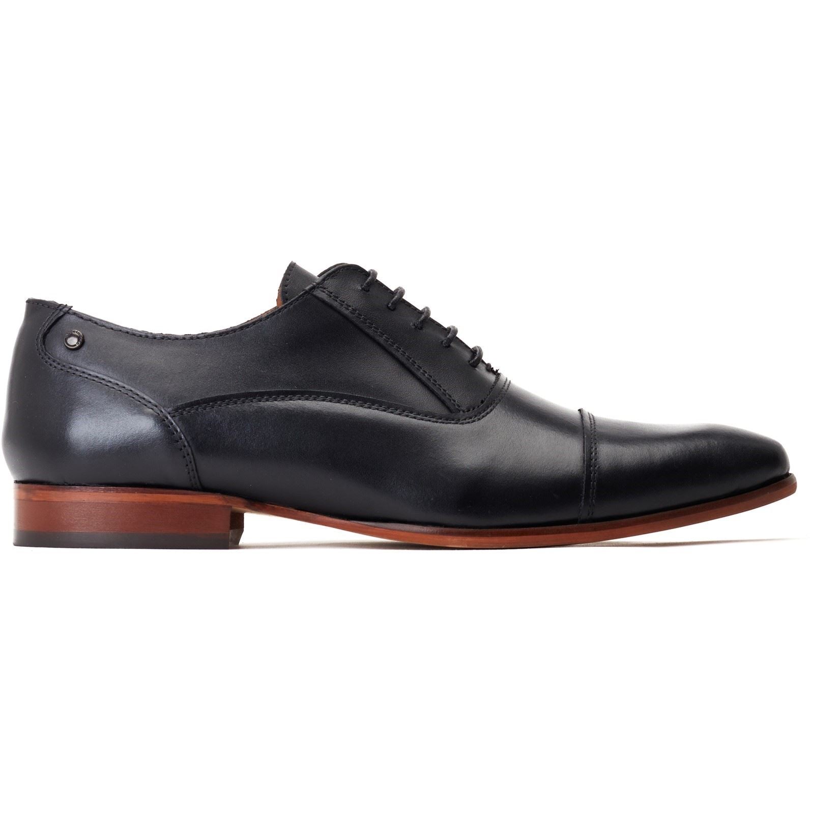 Base London Angelo Chaussures Oxford Noires En Cuir Pour Hommes