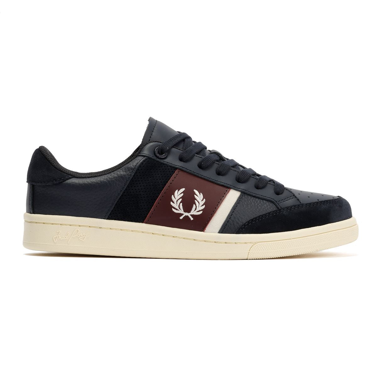Fred Perry B725 Baskets En Cuir Pour Hommes Bleues