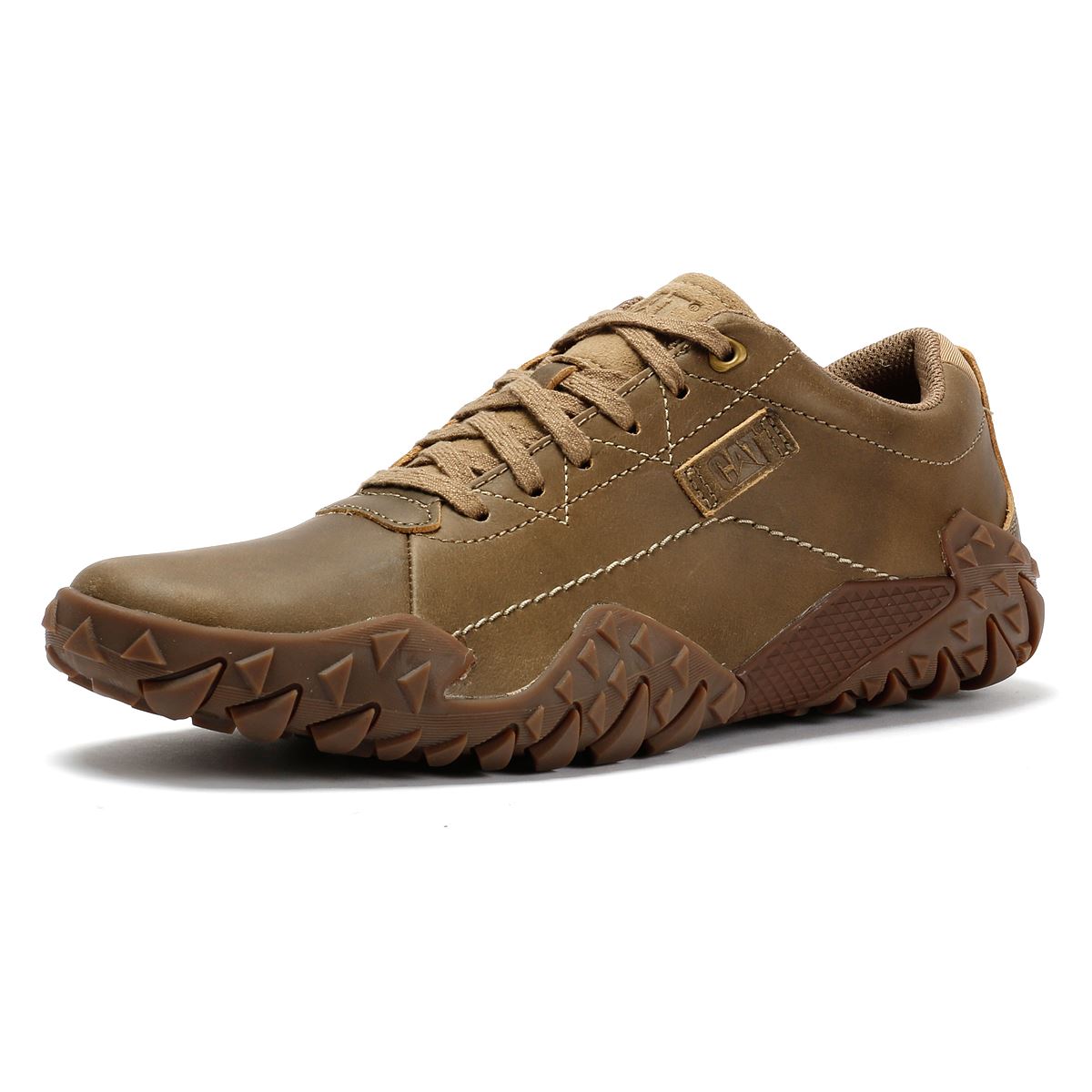 Caterpillar Gridlock Lo Full Grain Chaussures À Lacets Beige En Cuir Pour Homme