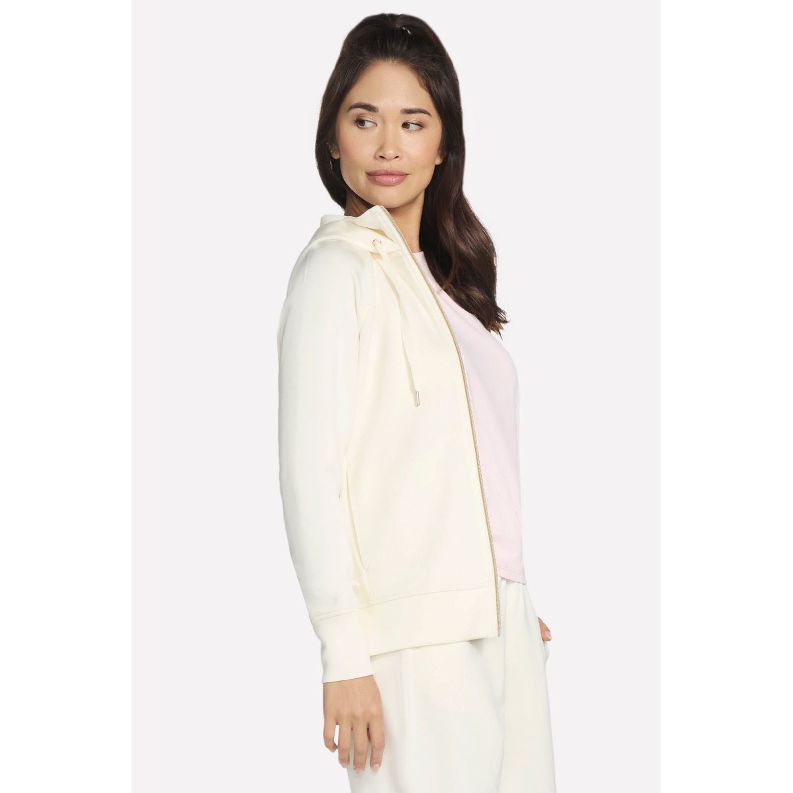Skechers Performance Skechluxe Elevate Hooded Jacket Veste Blanche Cassée Pour Femmes
