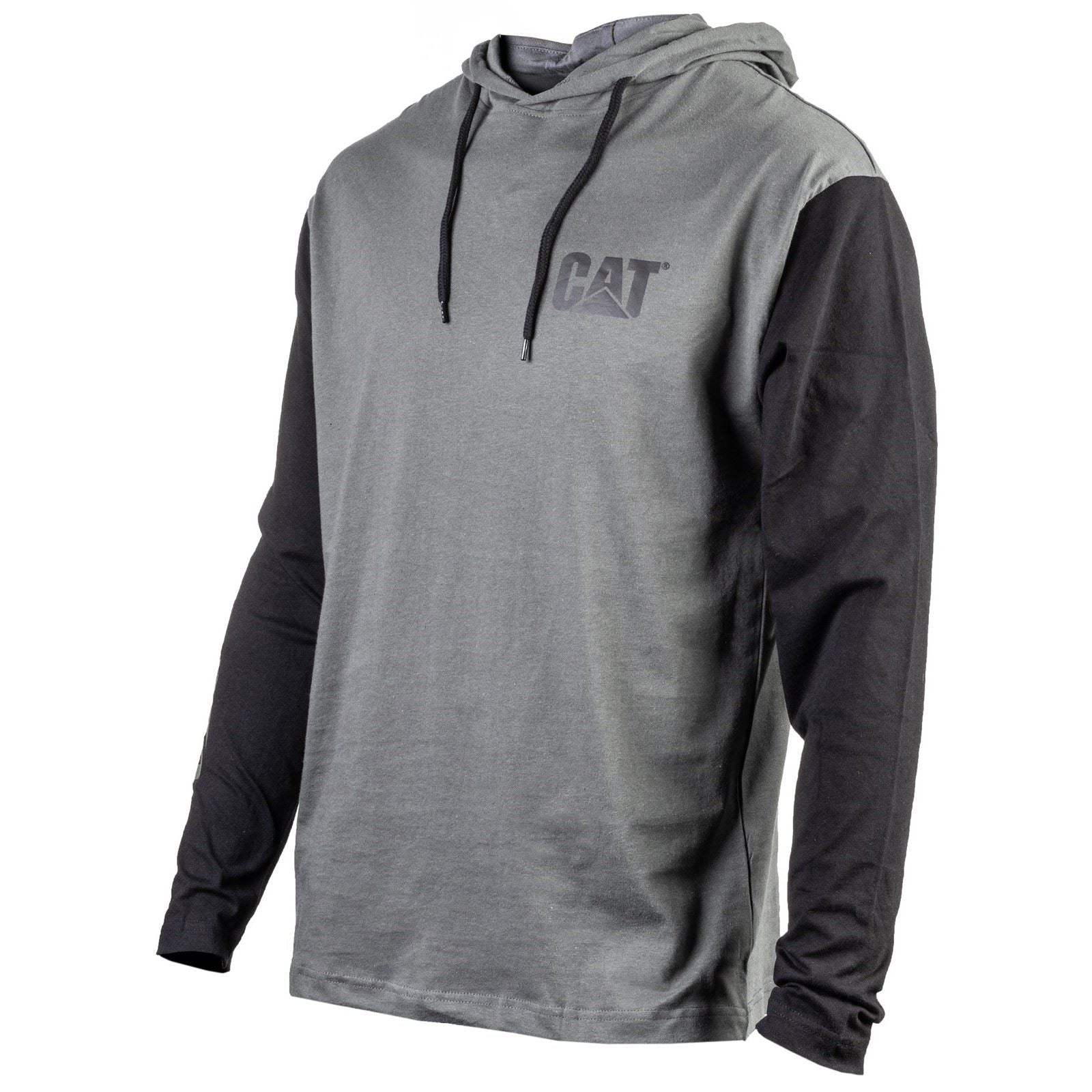 Caterpillar Hooded Long Sleeve T-Shirt Gris En Coton Pour Homme