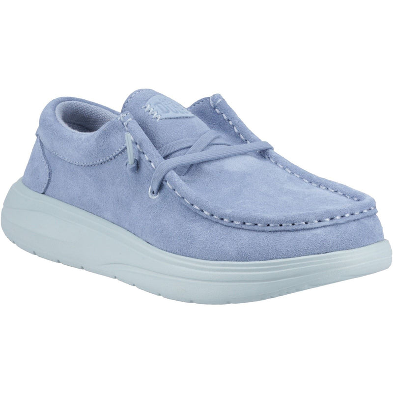 HEYDUDE Wendy COMF Suede Chaussures Mocassins En Cuir Pour Femmes, Denim Délavé/Bleu Nuage