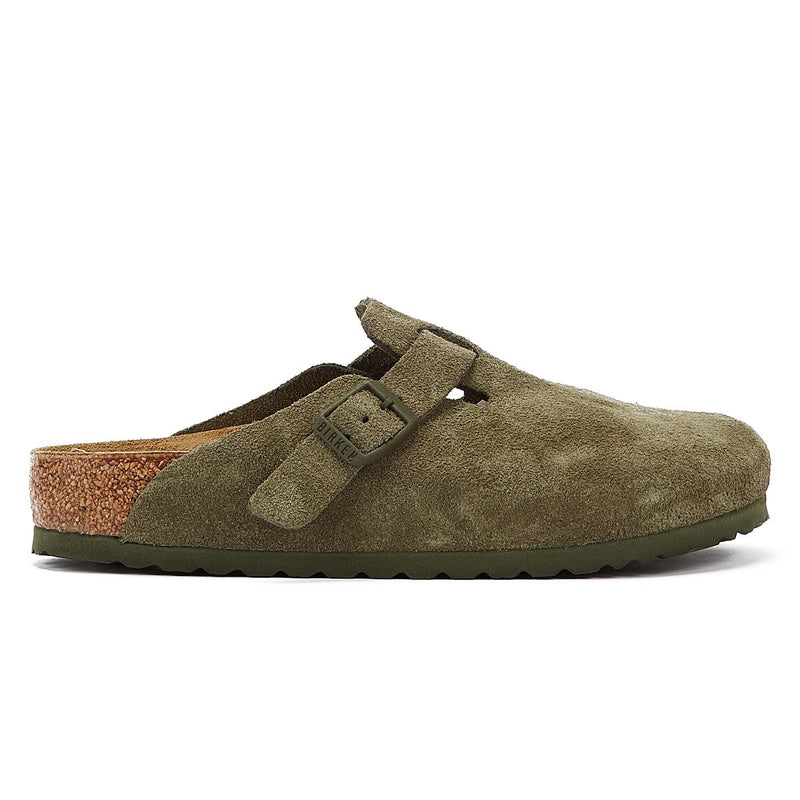 Birkenstock Sabots En Cuir Suédé Vert Thym Boston