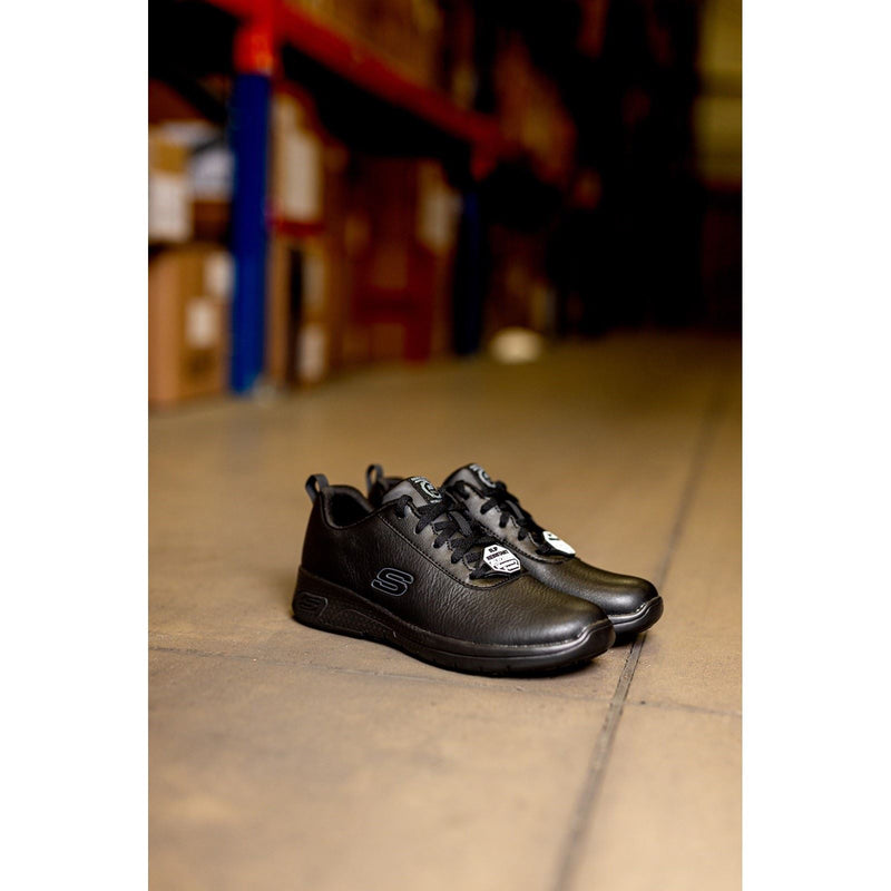 Skechers Workwear Marsing Gmina Baskets De Sécurité Noires En Cuir Pour Femmes