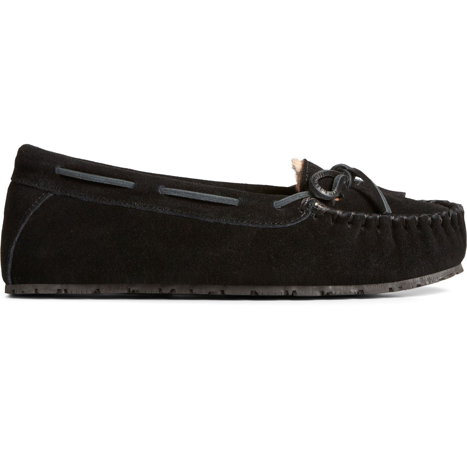 Sperry Reina Chaussons Noirs/ Léopard Pour Femme En Daim