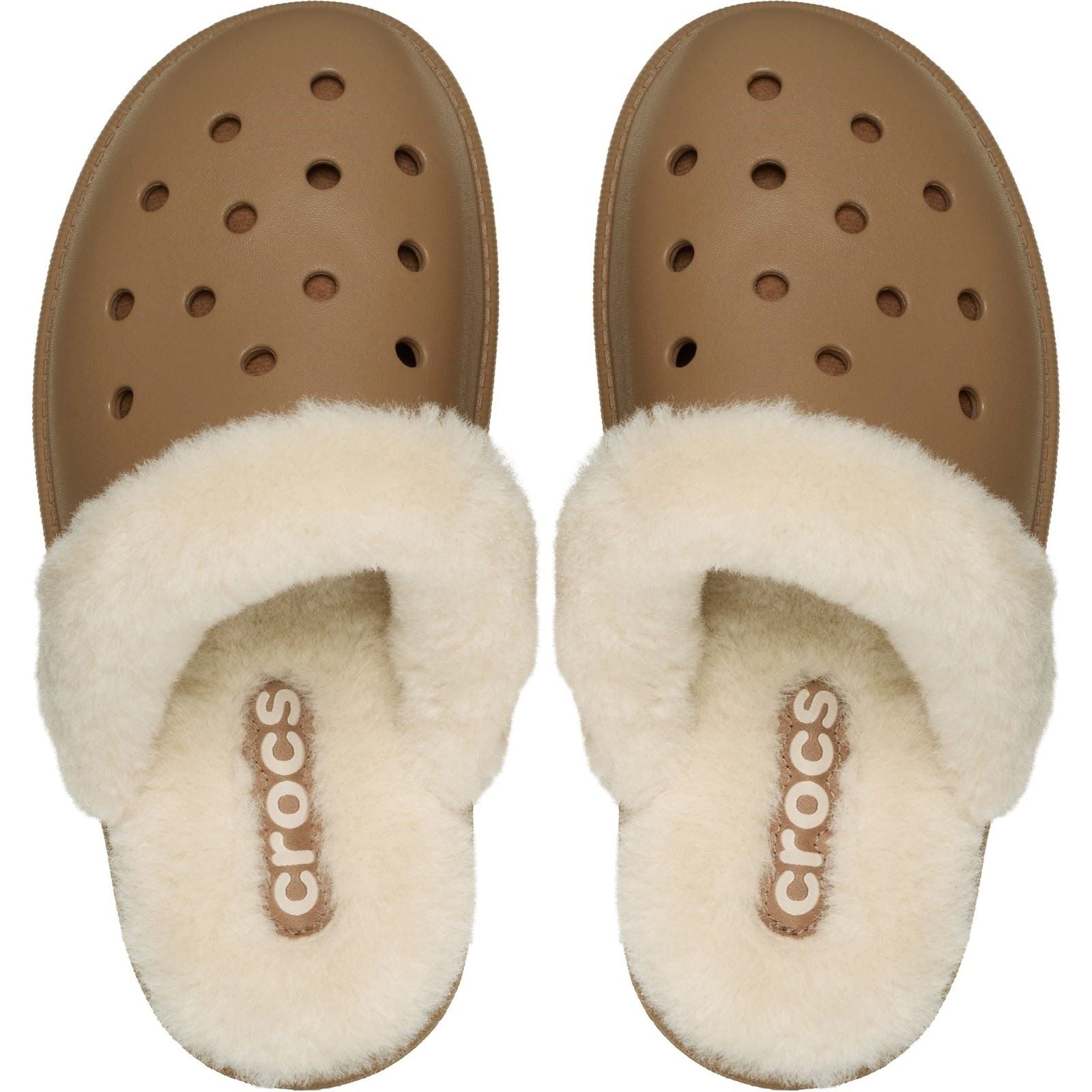 Crocs Classic Fuzz Scuff Chaussons En Sepia En Thermoplastique