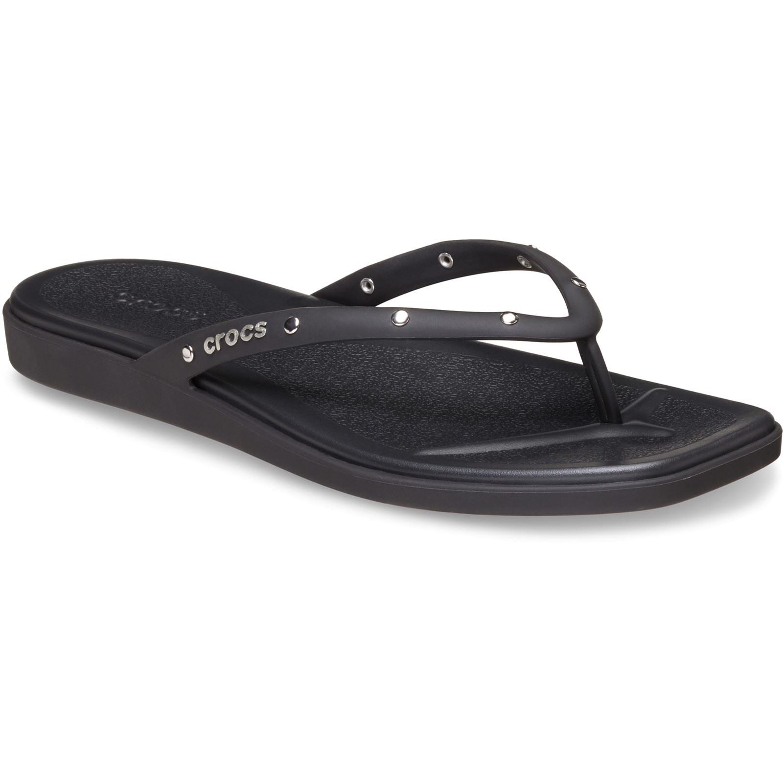 Crocs Miami Studded Flip Tongs Noires En Thermoplastique Pour Femmes