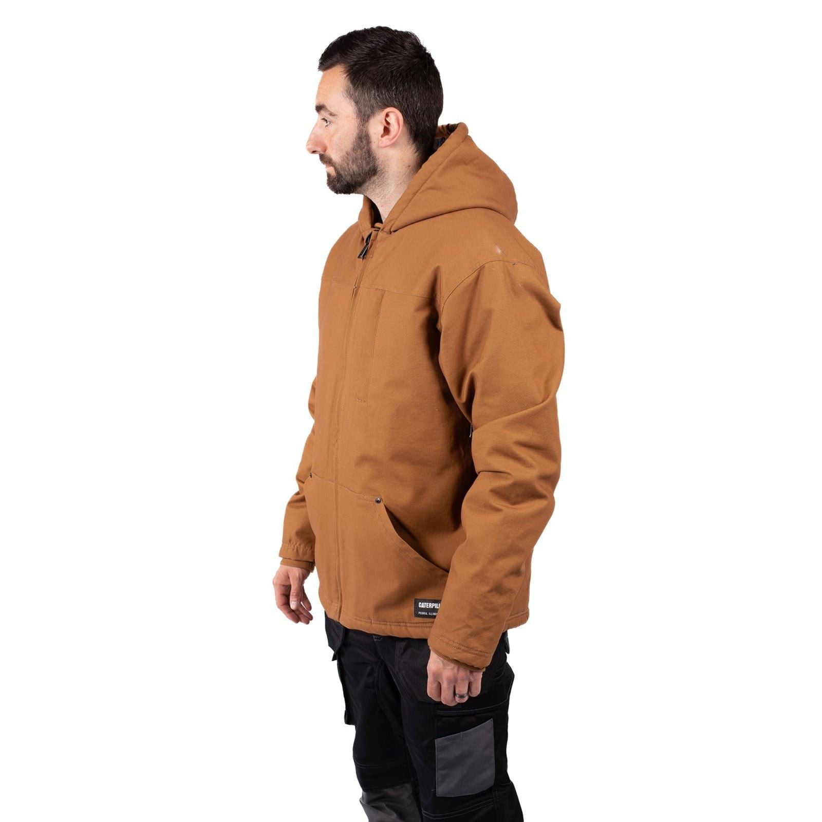 Caterpillar Hooded Sherpa Lined Veste En Polaire Bronze Pour Homme