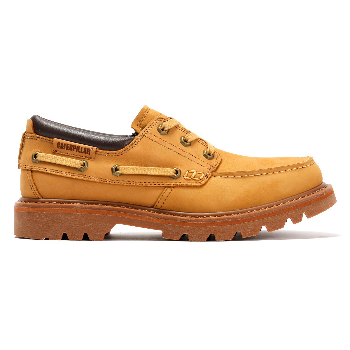 Caterpillar Colorado Boat Lo Chaussures En Cuir Pour Hommes Jaunes À Lacets