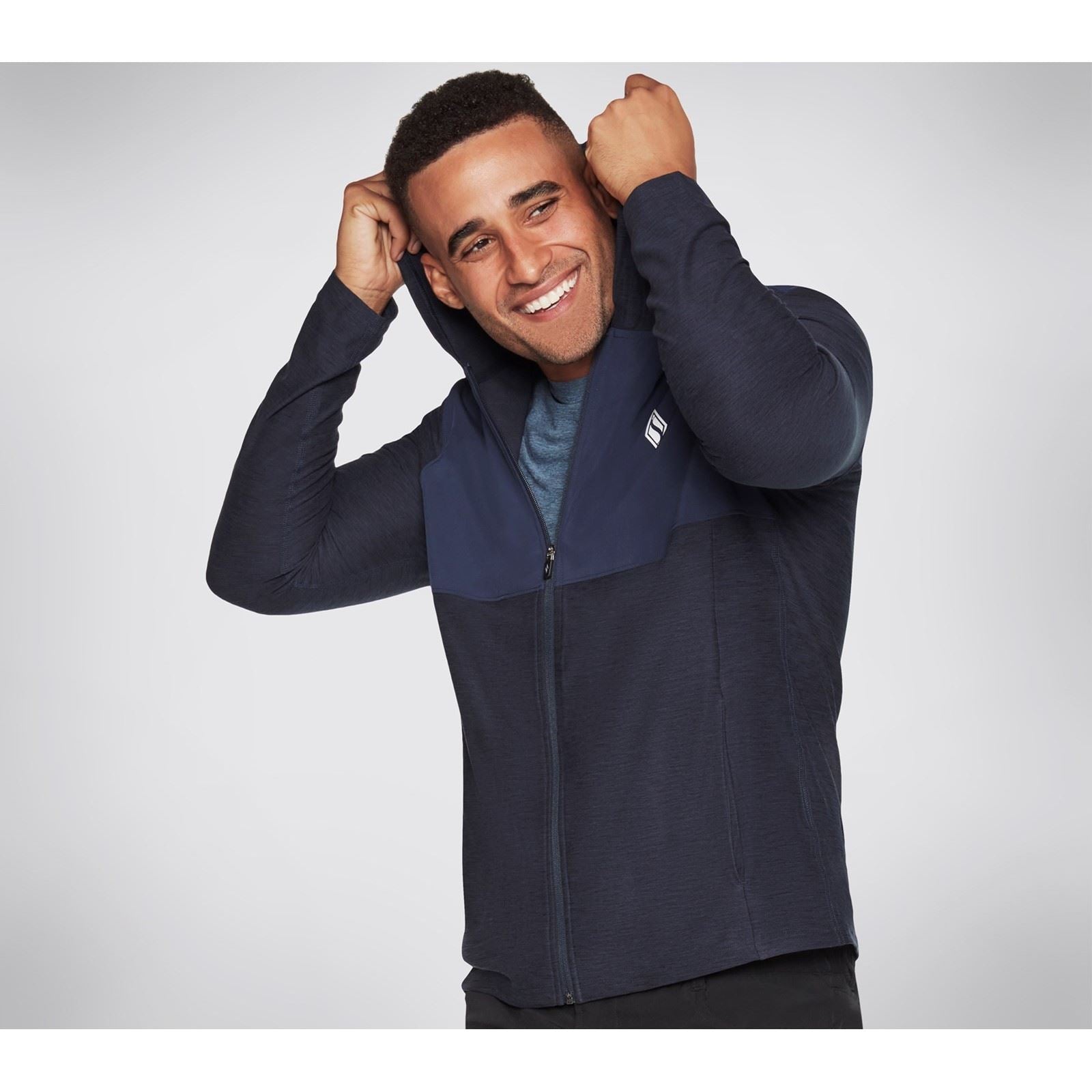Skechers Performance Skech Knits Ultra Go Lite Full Sweat À Capuche Bleu En Polyester Pour Homme