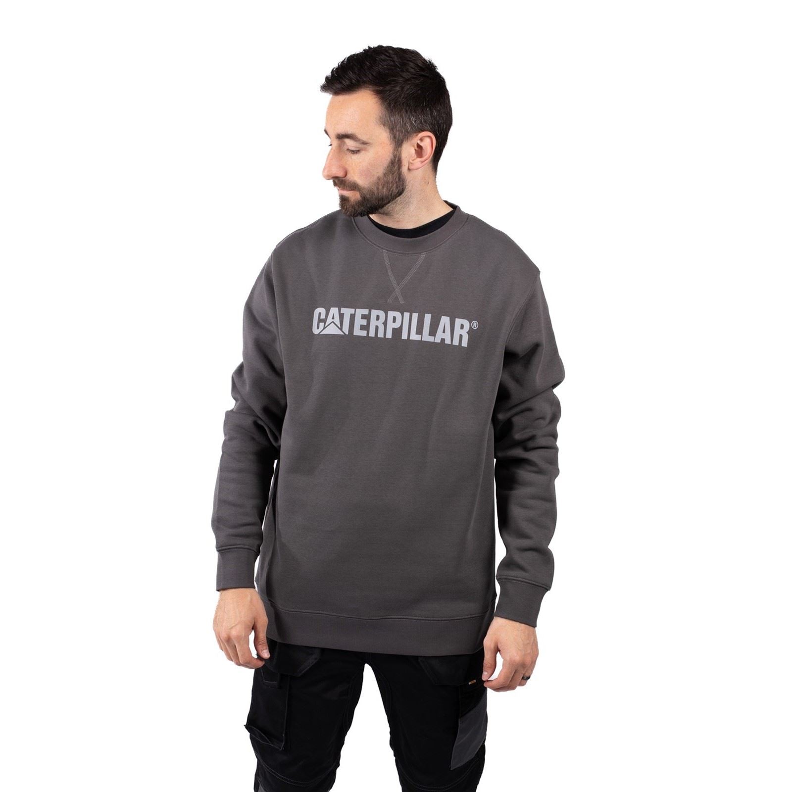 Caterpillar Midweight Crewneck Sweatshirt En Coton Pour Homme Gris