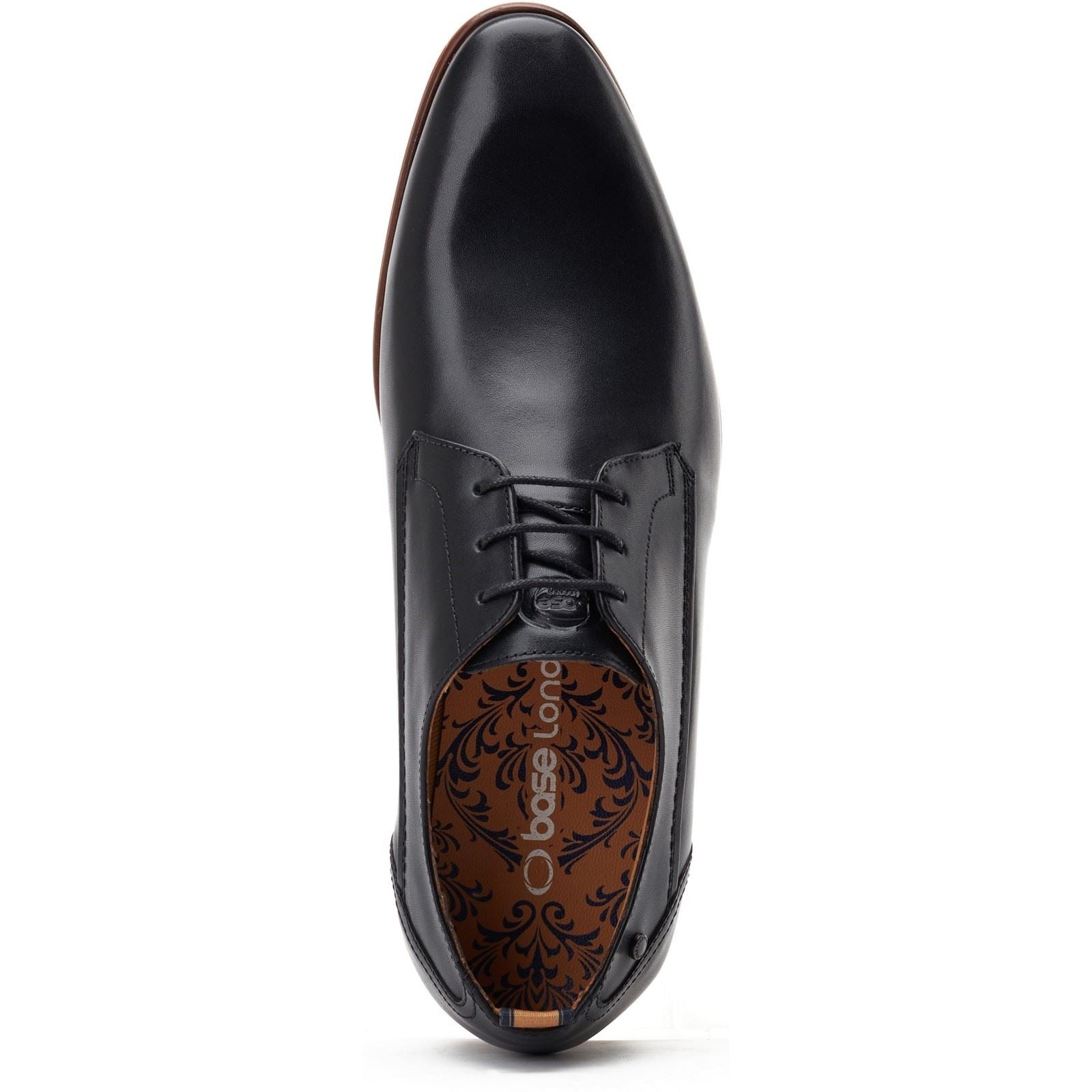 Base London Gambino Excel Chaussures En Cuir Noir À Lacets Pour Hommes