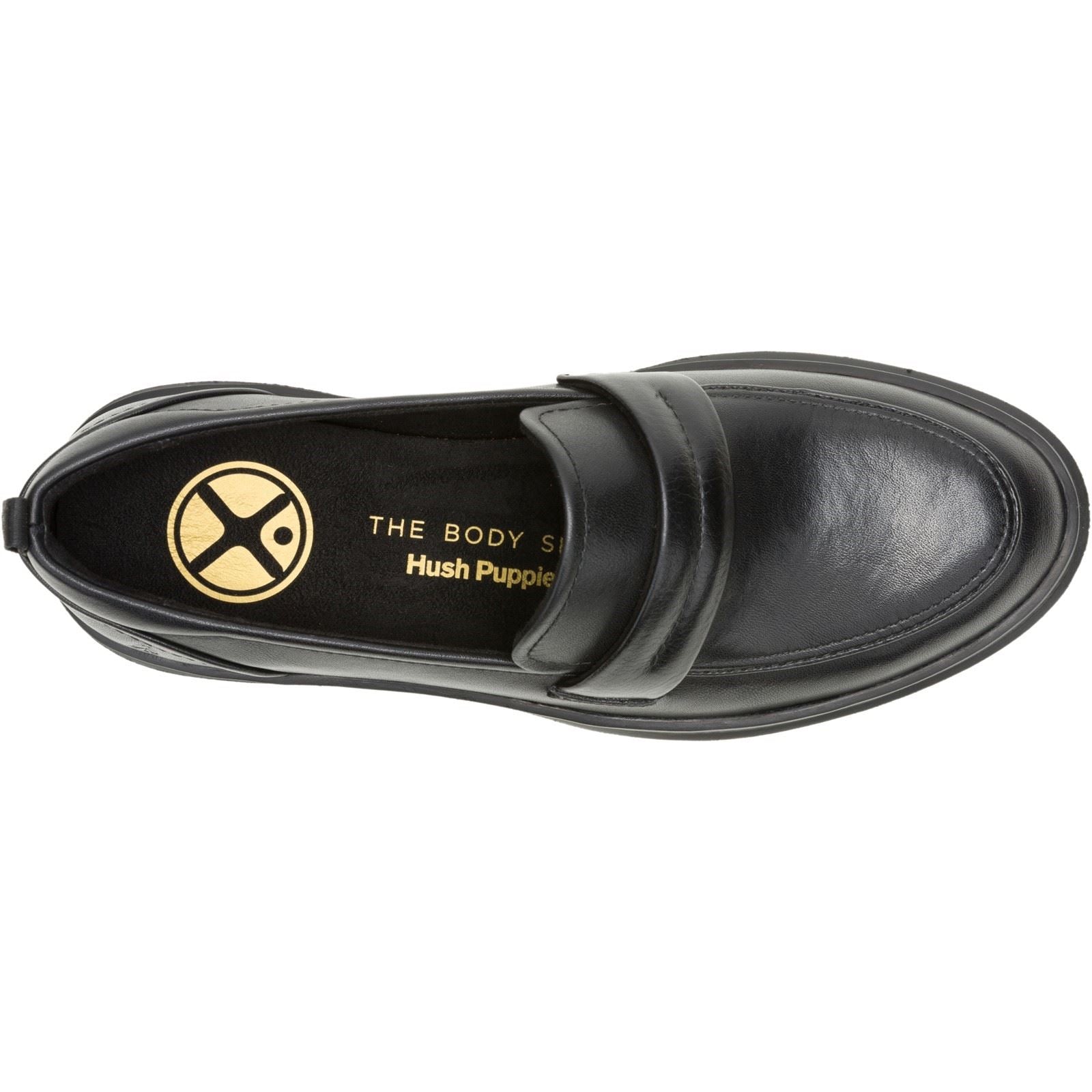 Hush Puppies Joy Penny Chaussures Mocassins Pour Femmes En Cuir Noir/Noir
