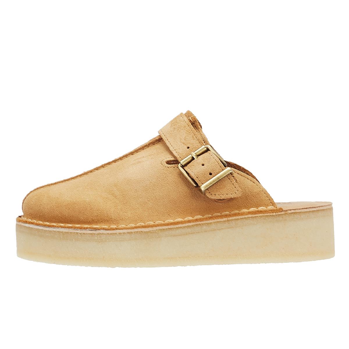 Clarks Originals Wedge Mule Mules En Daim Beige Moyen Pour Femmes