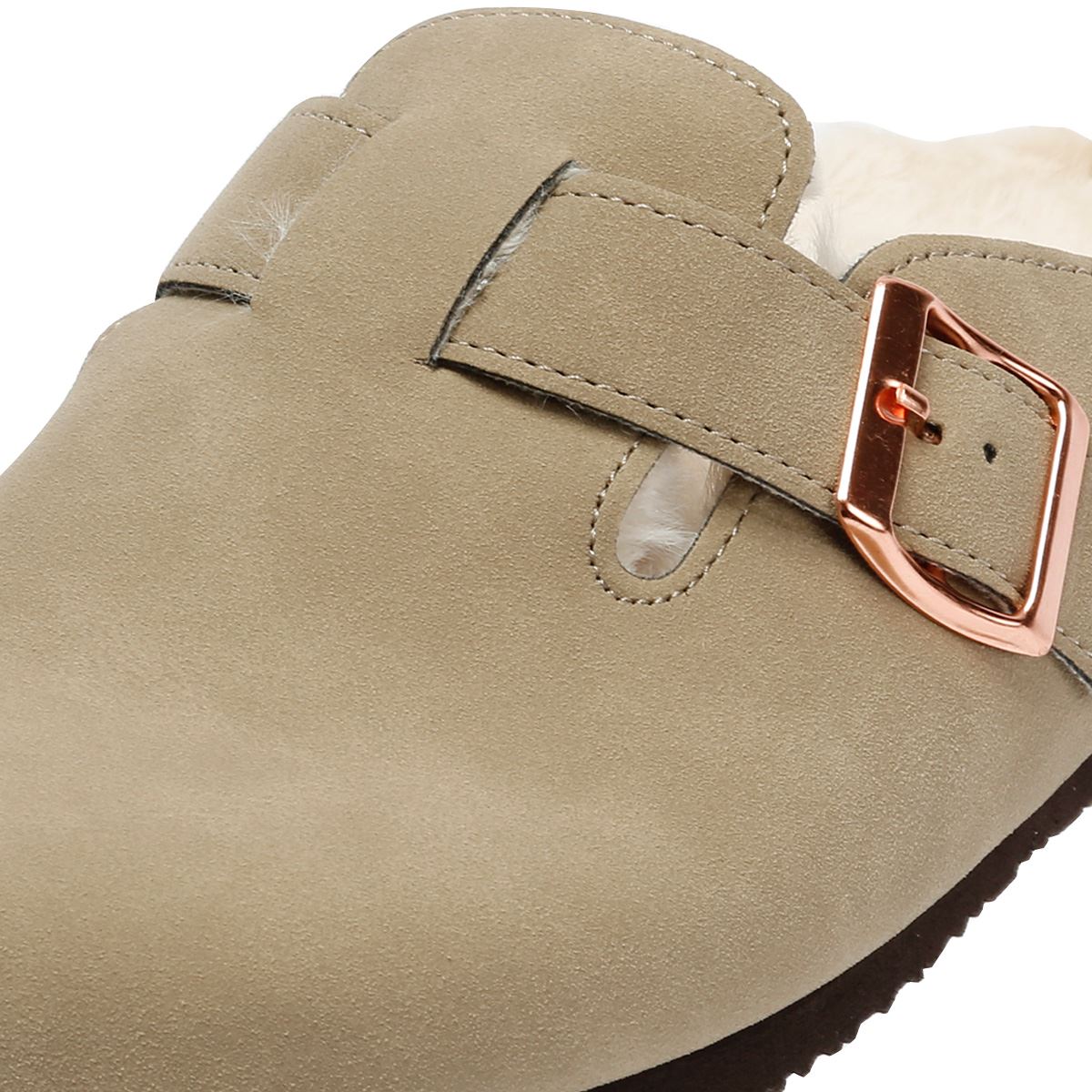 Penguin Poppy Fur Mules Beige Femme Suede