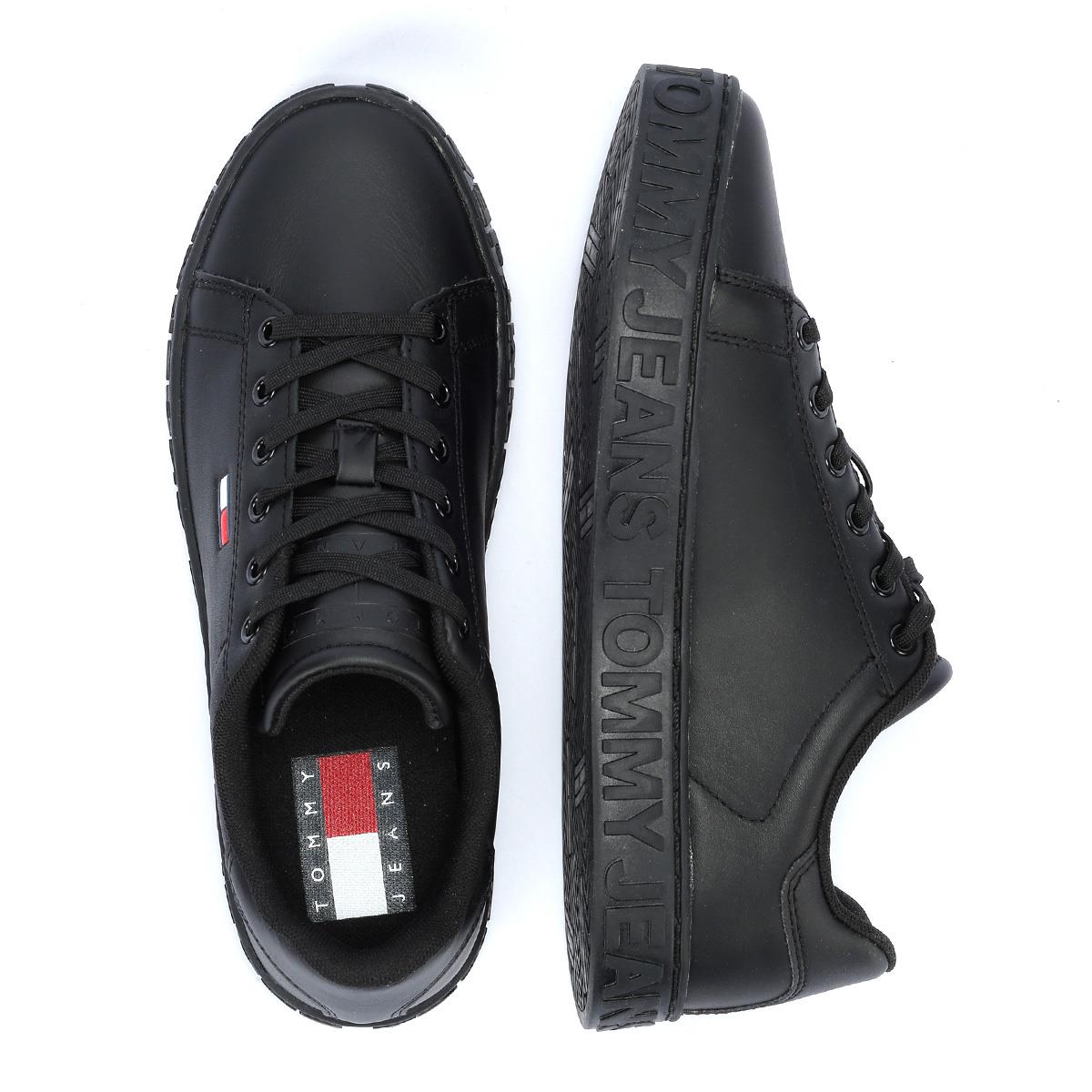 Tommy Hilfiger Cool Sneaker Baskets En Cuir Noir Pour Femmes