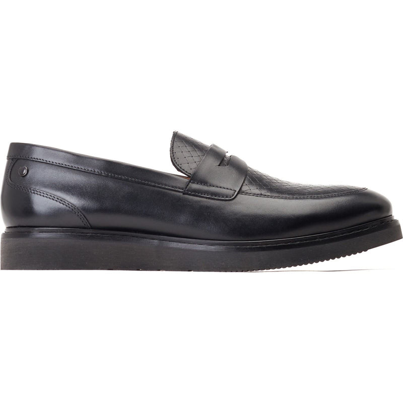Base London Sid Mocassins Noirs En Cuir Pour Hommes
