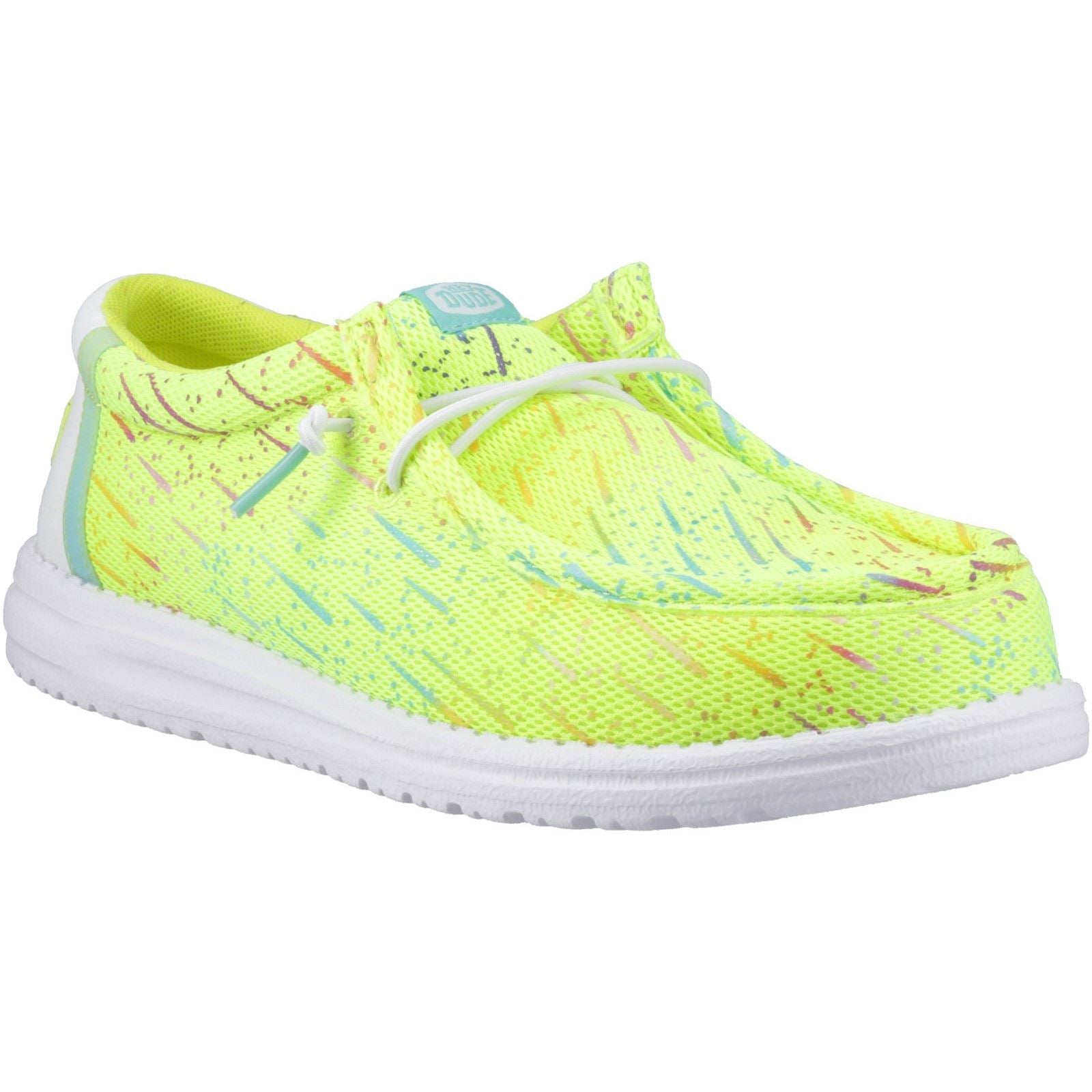 HEYDUDE Wally Party Mesh Chaussures Mocassins Pour Hommes En Polyester Couleur Vert Citron/Blanc