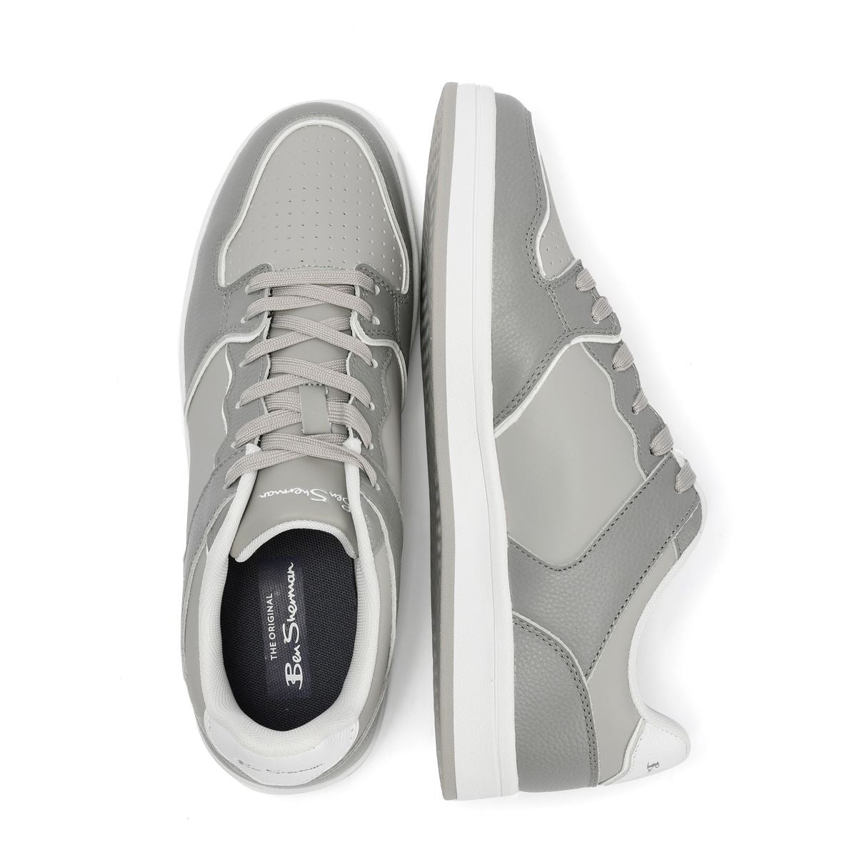 Ben Sherman Club Baskets En Cuir Pour Hommes Grises