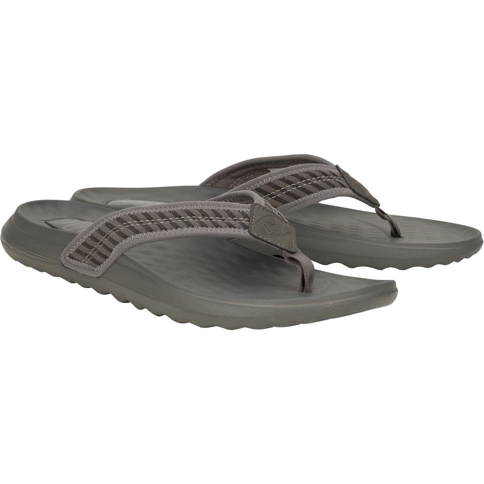 HEYDUDE Myers Flip Nu Prep Tongs Pour Hommes En Mélange De Coton Noir/Gris Granit